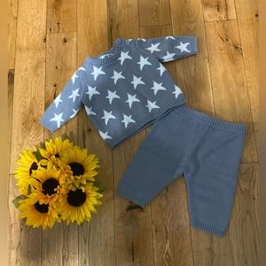 100% Cotton Newborn Boys 2 Pc. Sweater and Pants Set Size:Nb Grey/White .